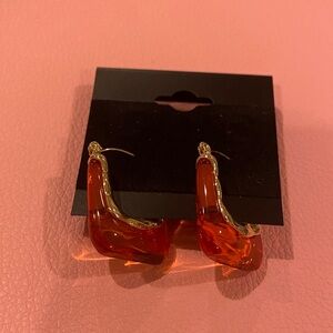 Elegant Gold and Red Earrings